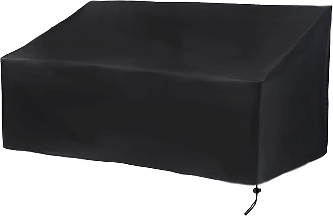 Hoypeyfiy Patio Bench Cover,Furniture Bench Cover,Waterproof Windproof Oxford Fabric Bench Cover for Furniture (Black)