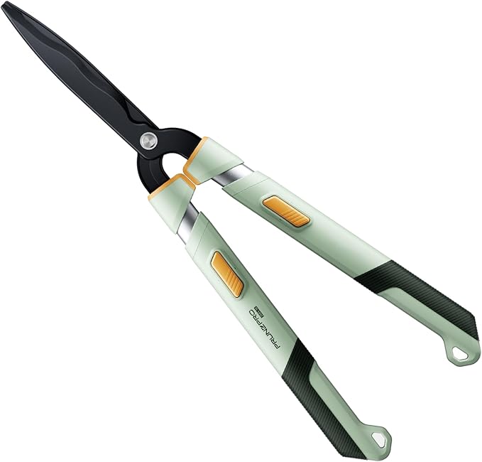 PrunePro Extendable Hedge Shears (27"-35") Wavy Stainless Steel Blades | Teflon Coated for Smooth Cuts | Lightweight Adjustable Garden Clippers for High Hedges & Bushes