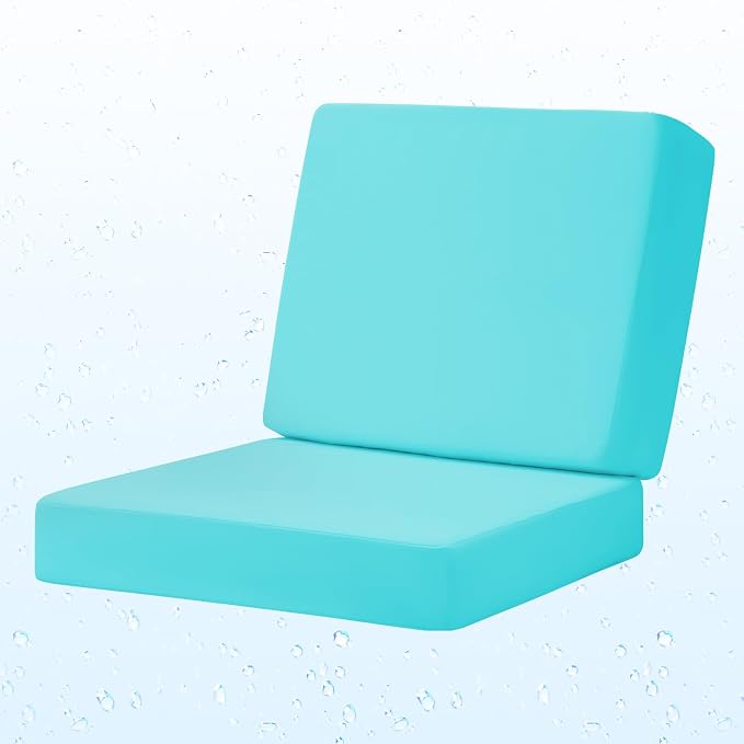 Deep Seat Patio Cushions Set, 19x19 Inch Waterproof & Fade Resistant Outdoor Chair Cushions, Thick Padded Replacement Sofa Cushions for Garden Yard Furniture