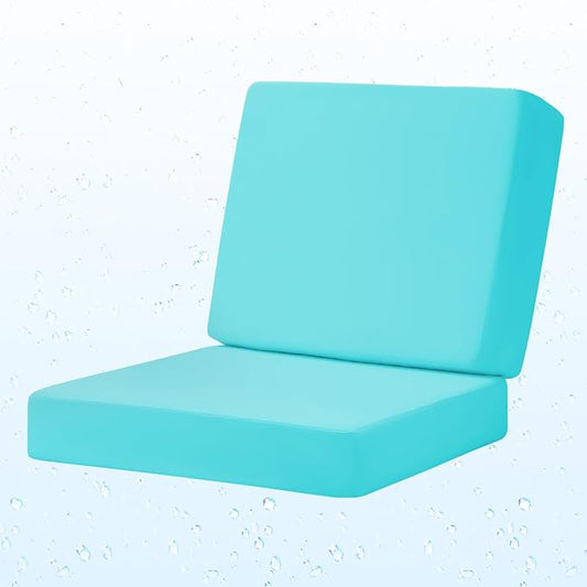 Deep Seat Patio Cushions Set, 19x19 Inch Waterproof & Fade Resistant Outdoor Chair Cushions, Thick Padded Replacement Sofa Cushions for Garden Yard Furniture