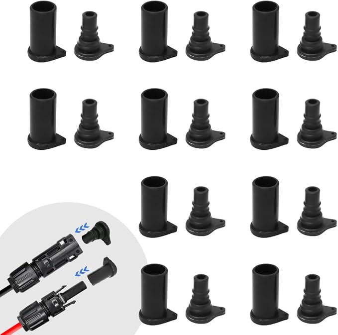 Solar Panel Connector Caps 10 Pairs, IP67 Waterproof Male and Female Cap Dust Plugs for Solar PV Connectors