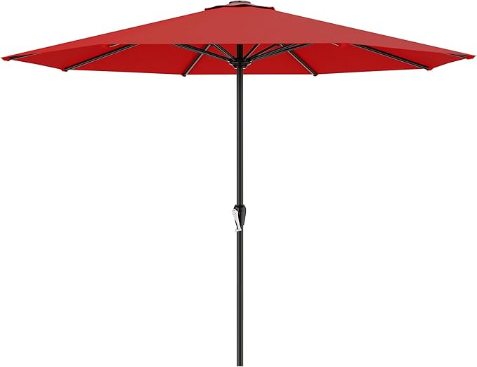 AreShark 12 FT Patio Umbrella for Outdoor, Outdoor Table Umbrella with Push Button Tilt and Crank, Outdoor Patio Umbrellas with 8 Sturdy Ribs, Patio Umbrellas for Market, Garden, Pool (Red)