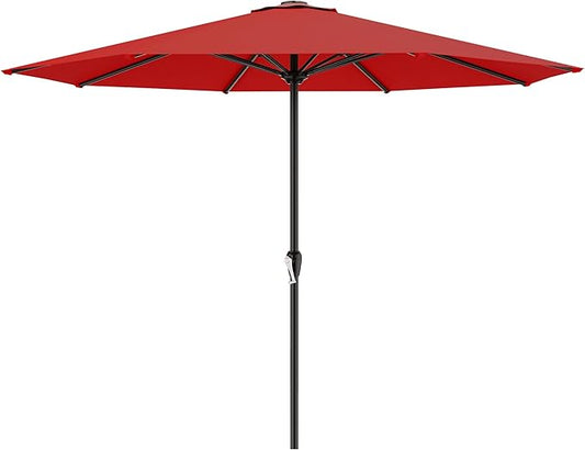 AreShark 12 FT Patio Umbrella for Outdoor, Outdoor Table Umbrella with Push Button Tilt and Crank, Outdoor Patio Umbrellas with 8 Sturdy Ribs, Patio Umbrellas for Market, Garden, Pool (Red)