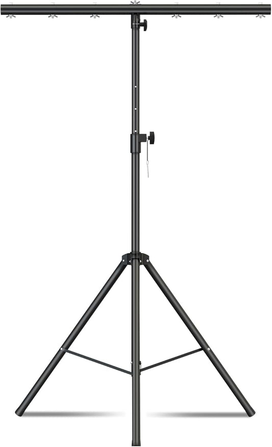 DJ Lights Stand with Round T Bar, Heavy Duty Par Can Tripod for 7 Lights Stage Light Stand Adjustable Height 55-100 Inch, DJ Lighting Suitable for Stages, Bar, Banquet, Party