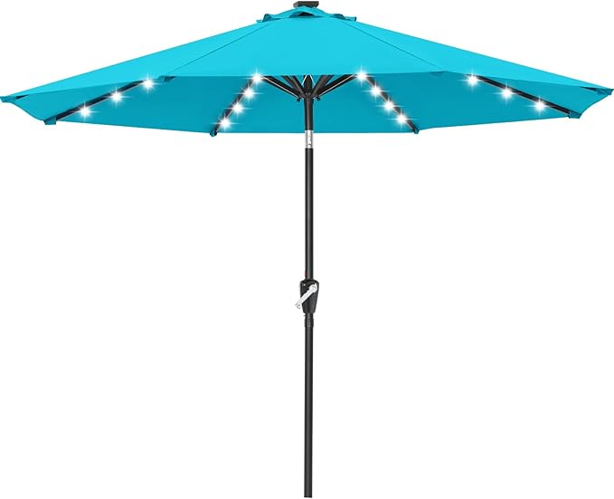 ABCCANOPY Durable Solar Led Patio Umbrellas with 32LED Lights 9FT (Lake)
