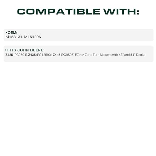 UDC Parts M158131 Deck Belt Replacement for John Deere Z425 Z445 Z435 EZtrak Zero Turn Mowers 54 Inch and 48 Inch Mower Decks M154296 / Aramid Cord / 152.3 inches