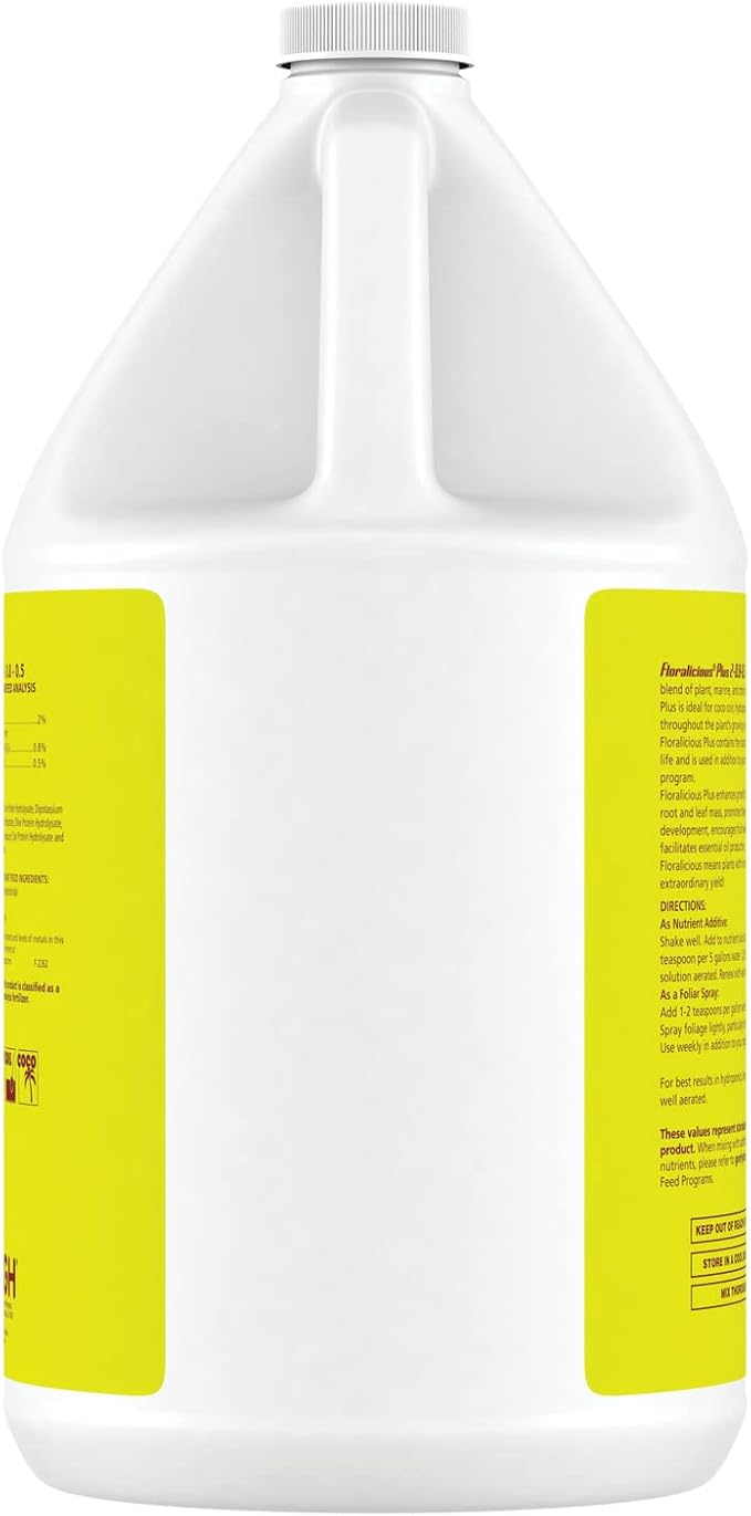 General Hydroponics HGC732207 Floralicious Plus Vitality Enhancer Plant Nutrient 1-Gallon Yellow, General Hydroponics Floralicious Plus for Gardening, 1-Gallon