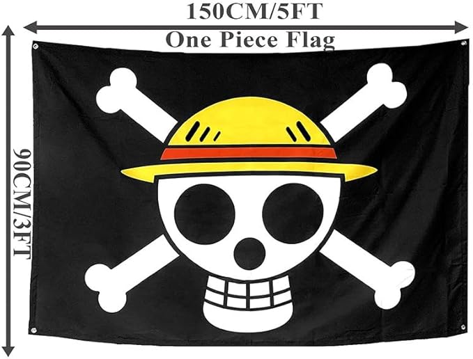 For One Piece Animation For Halloween Decoration One Piece Luffy's Straw Hat Pirate Flag Multi-colored, 5FT*3FT