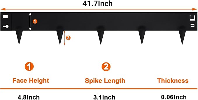 41" L x 7.9" H Galvanized Steel Landscape Edging,Mteal Lawn Edging,6 Pack | Landscape Edging Border ,Hammer-In,No Dig,For Pathways,Flower Beds,Farms/Vegetable Gardens