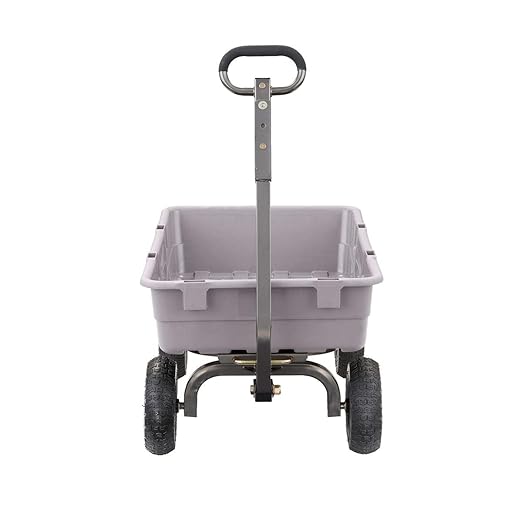 Gorilla Carts Heavy-Duty Poly Dump Cart, 5 Cu Ft Tub, 800 lb Haul Capacity, Gray – Towable Utility Wagon with Quick-Release Dumping & Pneumatic Tires for Yard, Landscaping and Gardening
