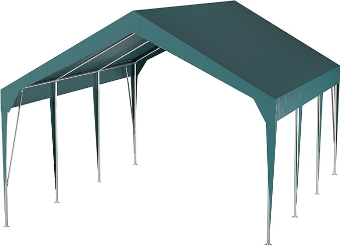10'x20' Heavy Duty Carport Outdoor Car Canopy UV Resistant Waterproof Party Tent All-Season Portable Garage Gazebo Shelter for Car, Storage Shed, Green