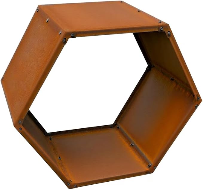 Firewood Log Rack Heavy-Duty, Corten Steel Firewood Rack with Hexagon Design, Fire Log Stacker for Wood Storage, Wood Holder for Outdoor Indoor