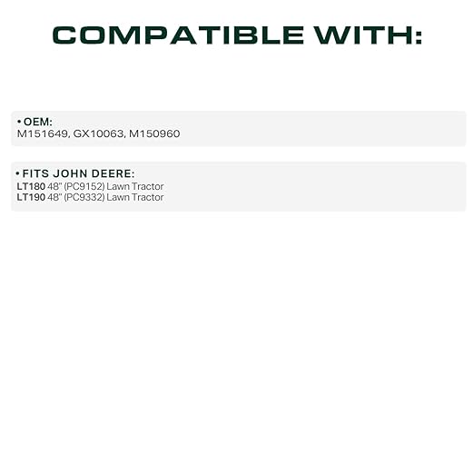 UDC Parts M151649 Deck Belt Replacement for John Deere LT180 LT190 48 Inch GX10063 M150960 / Aramid Cord / 144.3 inches