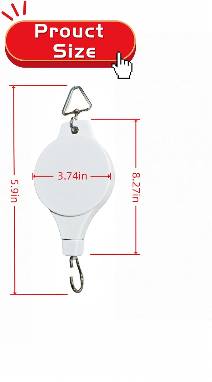 3PCS Retractable Plant Hanger, Adjustable Plant Pulleys for Hanging Plants, Easy to Raise & Lower, Heavy Duty for Garden Flower Pots Hanging Planters Bird Feeders Outdoor Indoor Use(White-3PCS)