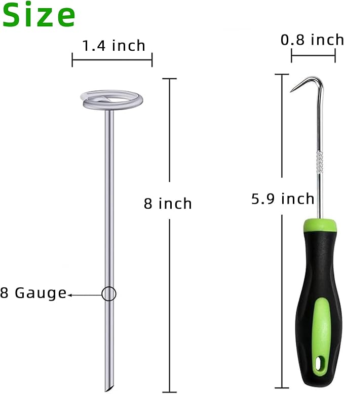 8 Inch Circle Top Landscape Staples, 200Pcs 8 Gauge Galvanized Steel Heavy Duty Gardn Stakes for Outdoor Gardening Weed Barrier Sod Fabric