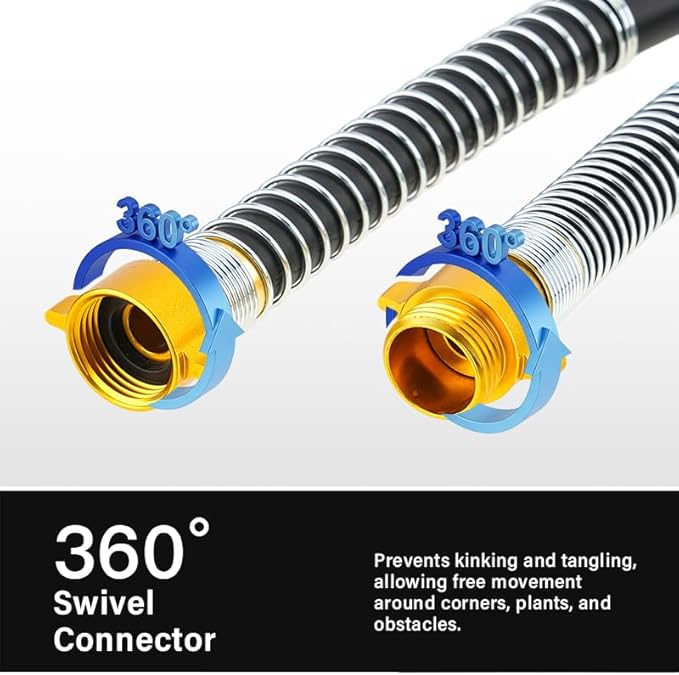 Garden Hose 5/8" x 10ft 4-Layer Heavy Duty Hose with 800 PSI Burst Pressure – Kink Resistant Flexible All-Weather Outdoor Hose for Yard Car Wash Pets Black