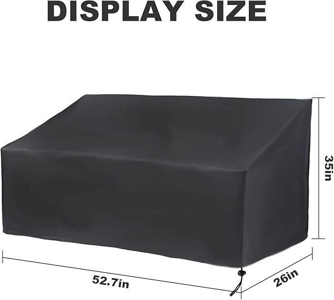 Hoypeyfiy Patio Bench Cover,Furniture Bench Cover,Waterproof Windproof Oxford Fabric Bench Cover for Furniture (Black)