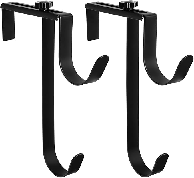 PURPLE STAR 1N 2 Pcs Double Pool Fence Hooks for Pool Equipment, Adjustable Pool Pole Hanger Rustproof Pool Hooks for Poles Black Pool Accessories for Pool Fence Skimmer Wall