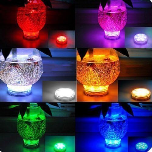 Qoolife Submersible LED Lights Remote Control, RGB Multi Color Changing Waterproof Light for Pool, Vase Base, Spa, Aquarium, Pond, Hot Tub, Decoration, Party, 2-Pack
