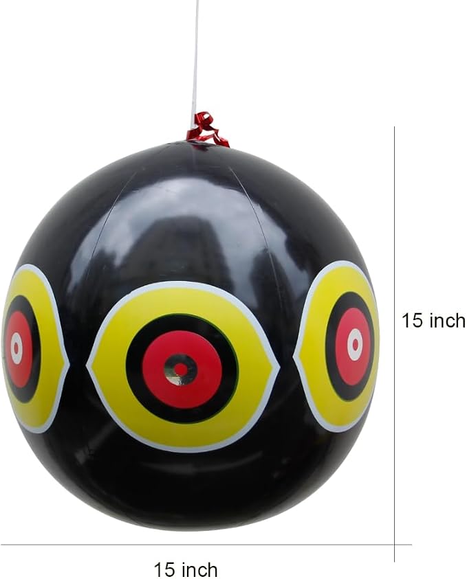 MorTime 3PCS Balloon Bird Repellent, 24" Inflatable Decoy with Reflective Eyes to Deter Birds from Garden, Pool, and Outdoor Areas
