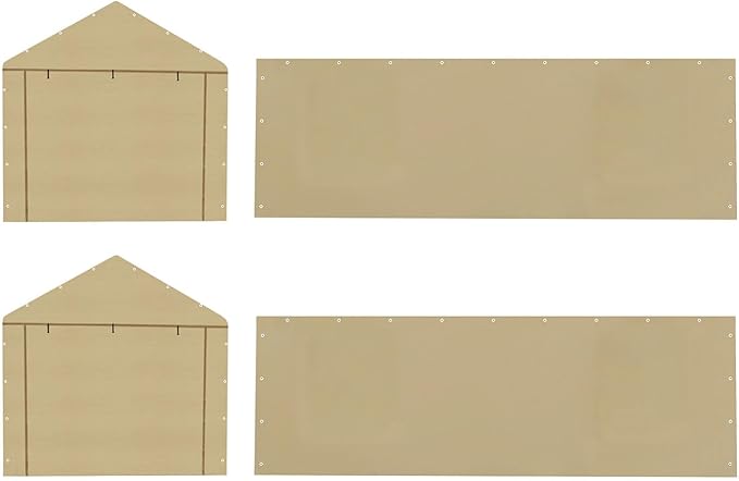 10 * 20 FT Carport Sidewall kit Panel Set of 4, 180G PE Waterproof & UV Protected Replacement Sidewall Cover, Beige