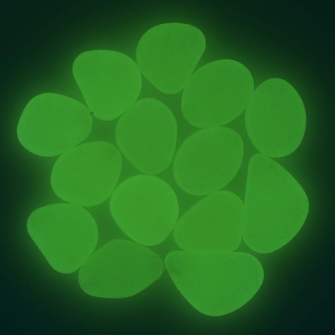 QTTLLI 450Pcs Glow Pebbles Glow in The Dark Decorative Stones Rocks for Garden Path Walkway Yard Fish Tank, Yellow