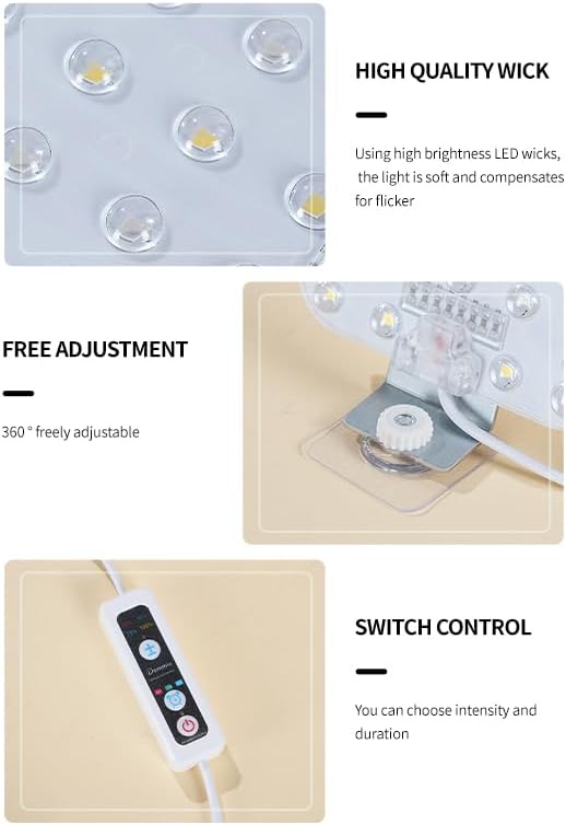 Grow Lights for Indoor Plants, Full Spectrum Panel Lamp with Timer (6H/10H/12H), Auto On/Off, 4 Dimming Levels, Slim Design for Under-Shelf or Wall Mount Use (No Adapters)