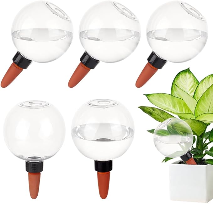 NBEADS 6 Pcs Plant Watering Globes with Covers, Automatic Watering Bulbs Garden Water Device Self-Filling Planter Insert for Indoor Outdoor Plants