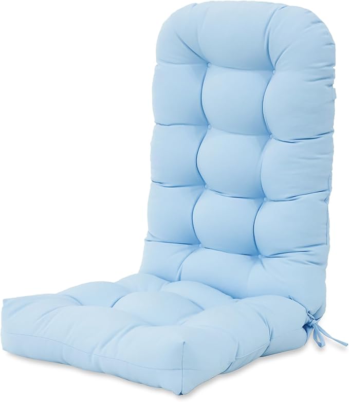 COOS BAY High Back Adirondack Chair Cushions for Outdoor Furniture, 49x20x5 in Water-Resistant Thick Tufted Patio Chair Cushions with Secure Straps, Set of 1, Aqua Blue
