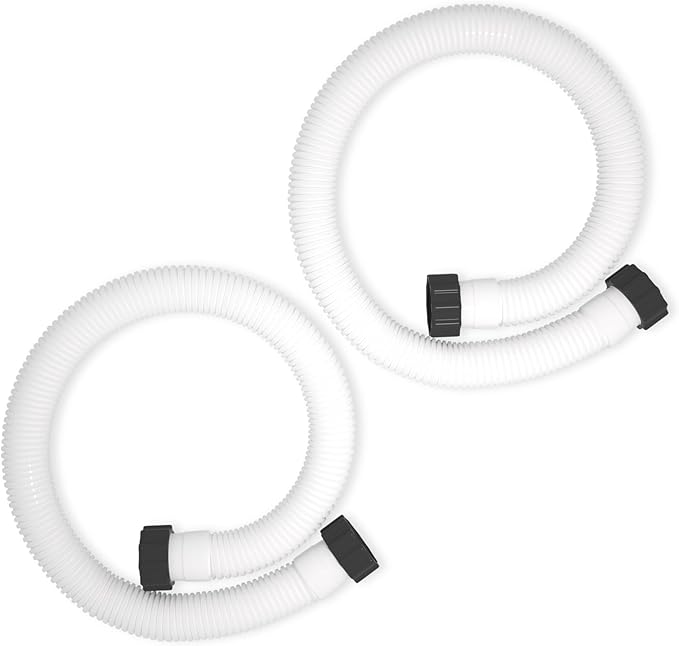 1.5" x 40" Pool Hose Replacement, Pack of 2 - Compatible with Above Ground Pools Filter Pump Hoses, Sand Filters, Saltwater Systems (1,500-2,500 GPH), White