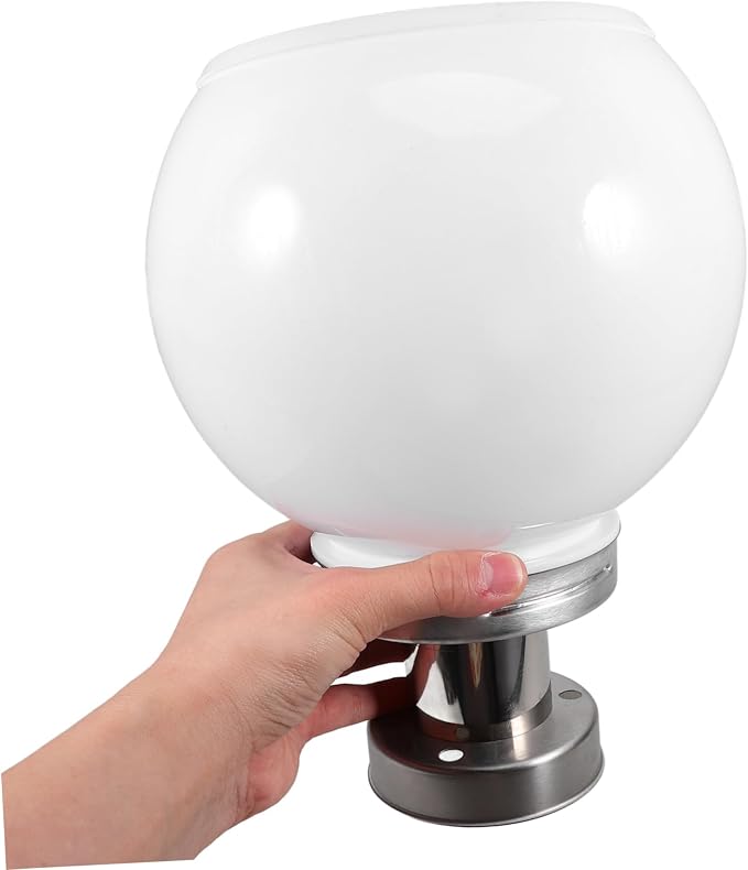 SOLUSTRE Solar Wall Pillar Lamp Outdoor 10.03X7.87In Round Ball Led Post Light Waterproof Solar Powered Landscape Lighting for Garden Patio Fence