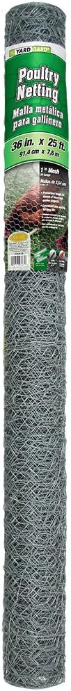 YARDGARD 1 Inch Poultry Netting, Chicken Wire Fence, 20 Gauge Galvanized Steel, Rabbit Fencing, Bird Enclosures, Garden Protection and Plant Support, 36 Inches x 25 Feet