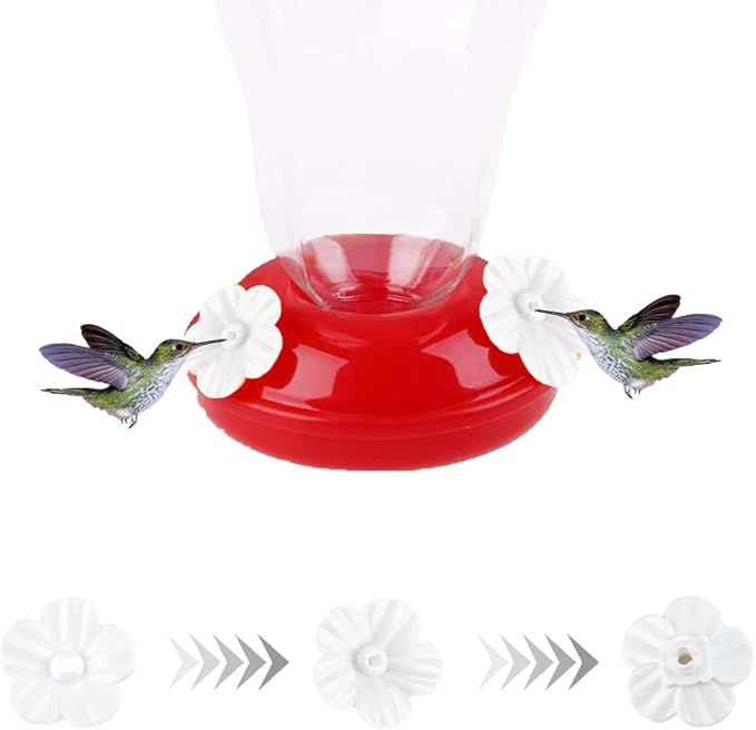 Hummingbird Feeder Replacement Parts - 16 PCS White Flowers, Bee Guards for Perky Pet Glass Plastic Feeder Base