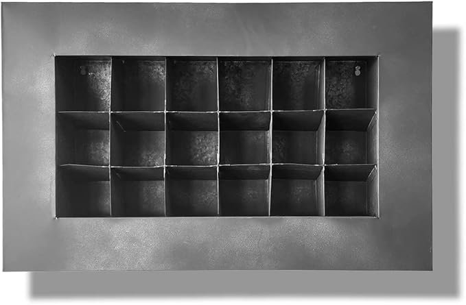 Modern Home Living Wall Galvanized Steel/Zinc Succulent Planter, Wall Mounted Garden Pocket Planter (Horizontal 18 Pocket, Black Zinc)