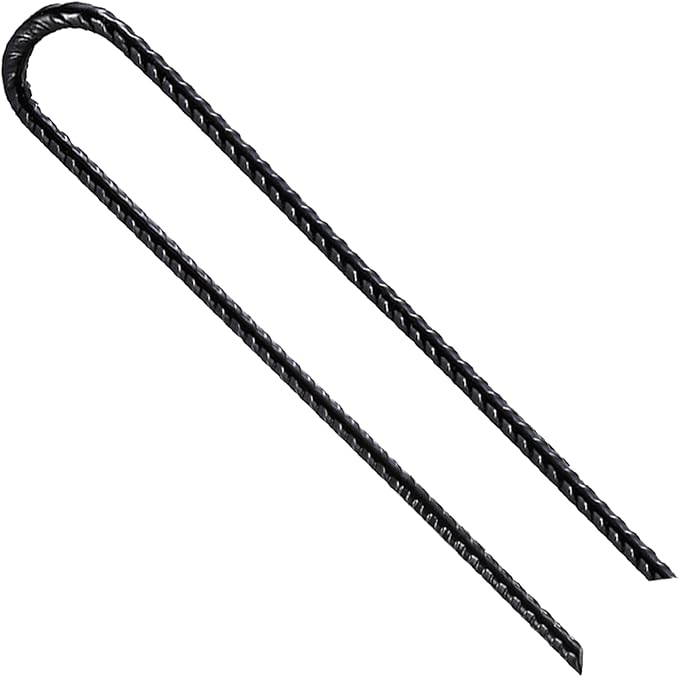 Wensilon Rebar U/J Hook Extra Heavy Duty, 12 inch x 1/4 inch Rust Proof Coated Steel Ground Anchors for Garden, Tent, Trampoline (10pcs, U-Hook)