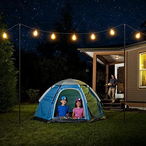 String Light Poles for Outside 4 Pack, 10.5 Feet Outdoor String Lights Poles for String Lights, Backyard Patio Light Poles for Bistro Party Wedding, Metal Outdoor String Light Pole