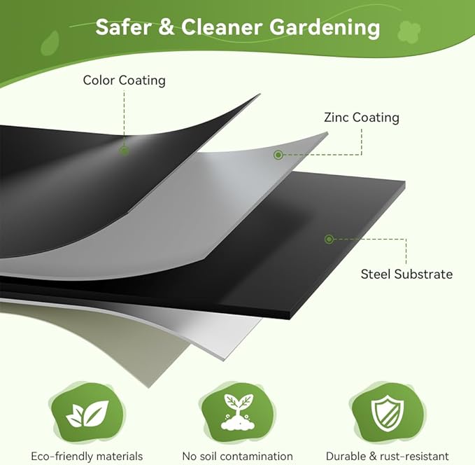 COMHOMA 2 Pack Raised Garden Bed 4x2x1ft,Galvanized Metal Planter Box Kit for Outdoor Gardening,Large Vegetable Flower Growing Beds with Gloves Tools,Black