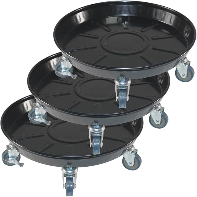 14" Heavy Duty Plant Dolly with Wheels, 280lbs Metal Rolling Plant Stand with Casters, Round Wheeled Planter Caddy Roller Base Carry Potted Tree Flower Pot for Indoor Outdoor Garden, 3 Pack, Black