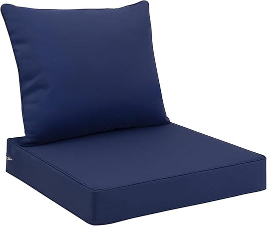 Favoyard Outdoor Seat Cushion Set 22 x 22 Inch Waterproof & Fade Resistant Patio Furniture Cushions with Removable Cover Deep Seat & Back Cushion with Tie Straps for Chair Sofa Couch