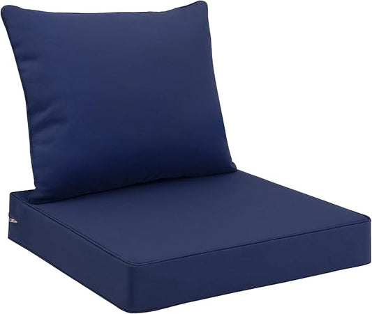 Favoyard Outdoor Seat Cushion Set 22 x 24 Inch Waterproof & Fade Resistant Patio Furniture Cushions with Removable Cover Deep Seat & Back Cushion with Tie Straps for Chair Sofa Couch