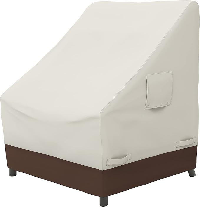 AmazonBasics Outdoor Patio High-Back Chair Cover, Beige/Tan, 35"x 28"