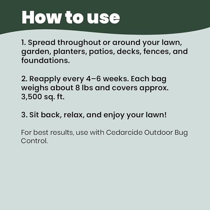 Cedar Lawn Patio Granules | Use on Fleas, Ticks, Ants, Spiders & Mosquitoes | Smells Great, Easy to Use | Family & Pet Safe | 1 Bag (8 Lbs)