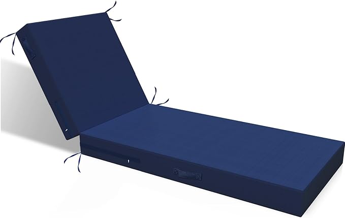 L'AGRATY Outdoor Lounge Chaise Cushion: 72x21x3 Inch Waterproof Lounge Chair Cushion for Outdoor Furniture with Fade Resistant Removable Cover - Patio Cushions for Pool Lawn Deck(Navyblue 1Pack)