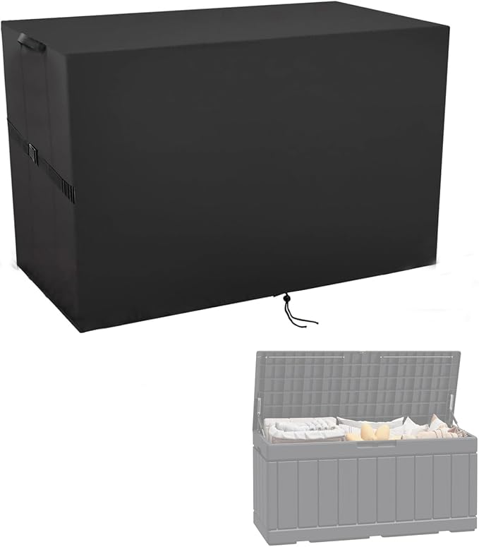 Outdoor Storage Box Cover for Greesum 82 Gallon Resin Deck Box, Waterproof Deck Box Covers Resin Storage Bin Cover - 46"L x 21"W x 23"H