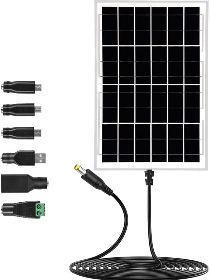 12V Solar Panel with 6 Optional Adapter Plugs,10W Solar Panel Battery Charger Portable for Vehicle Gate Opener Electrical Fence Chicken Coop Lawn Tractor Boat