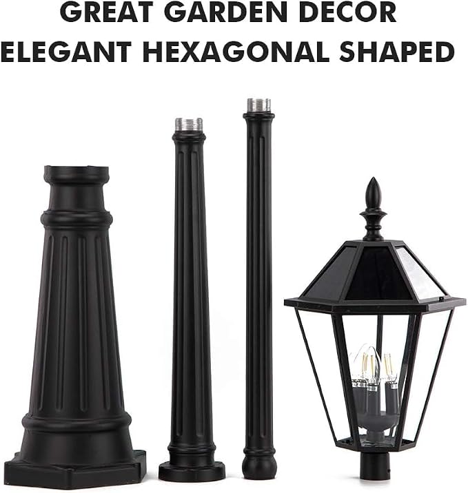 LUTEC London 12513LE4-SL LED Post Solar Light Outdoor Vintage Street Lights for Lawn Patio Yard Pathway Garden