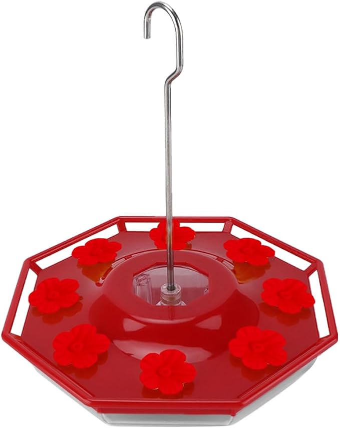 Hummingbird Feeder Replacement Parts - 16 PCS Red Flowers, Bee Guards for Perky Pet Glass Plastic Feeder Base