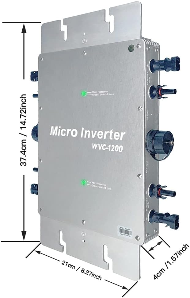 Y&H 1200W Solar Grid Tie Micro Inverter with AC Data Monitoring Display Screen Waterproof IP65 MPPT DC28-50V PV Input AC80-160V Output for 36V Solar Panel