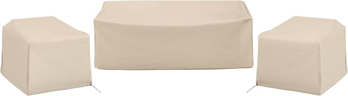 Crosley Furniture Patio Furniture Covers, Waterproof 3-Piece Cover Set for Outdoor Chairs and Sofa, Tan