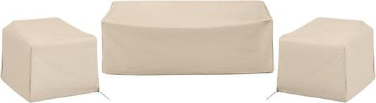 Crosley Furniture Patio Furniture Covers, Waterproof 3-Piece Cover Set for Outdoor Chairs and Sofa, Tan